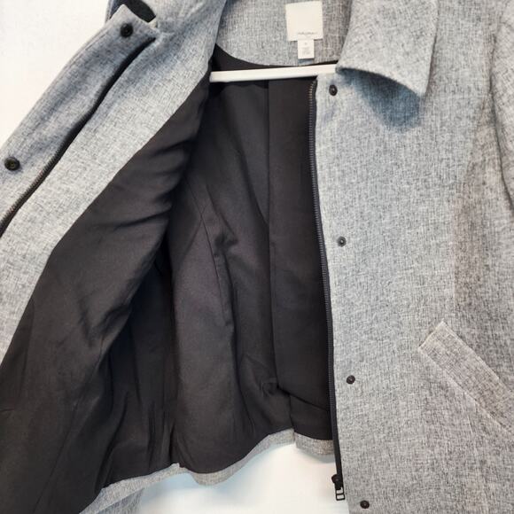 Halogen Full Zip Crosshatch Jacket Size M Gray Long Sleeve Minimalist Classic - Picture 8 of 14